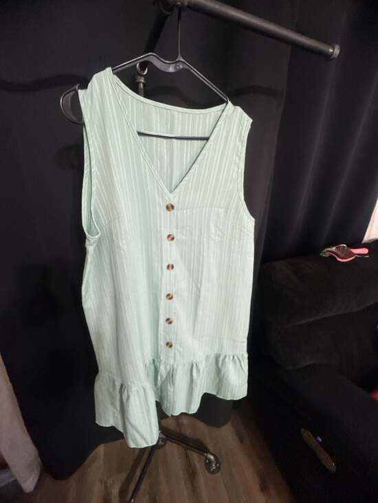 Unbranded Dresses & Skirts - Unbranded Women Dress Size XL Green Sleeveless Button Down Ruffle Hem